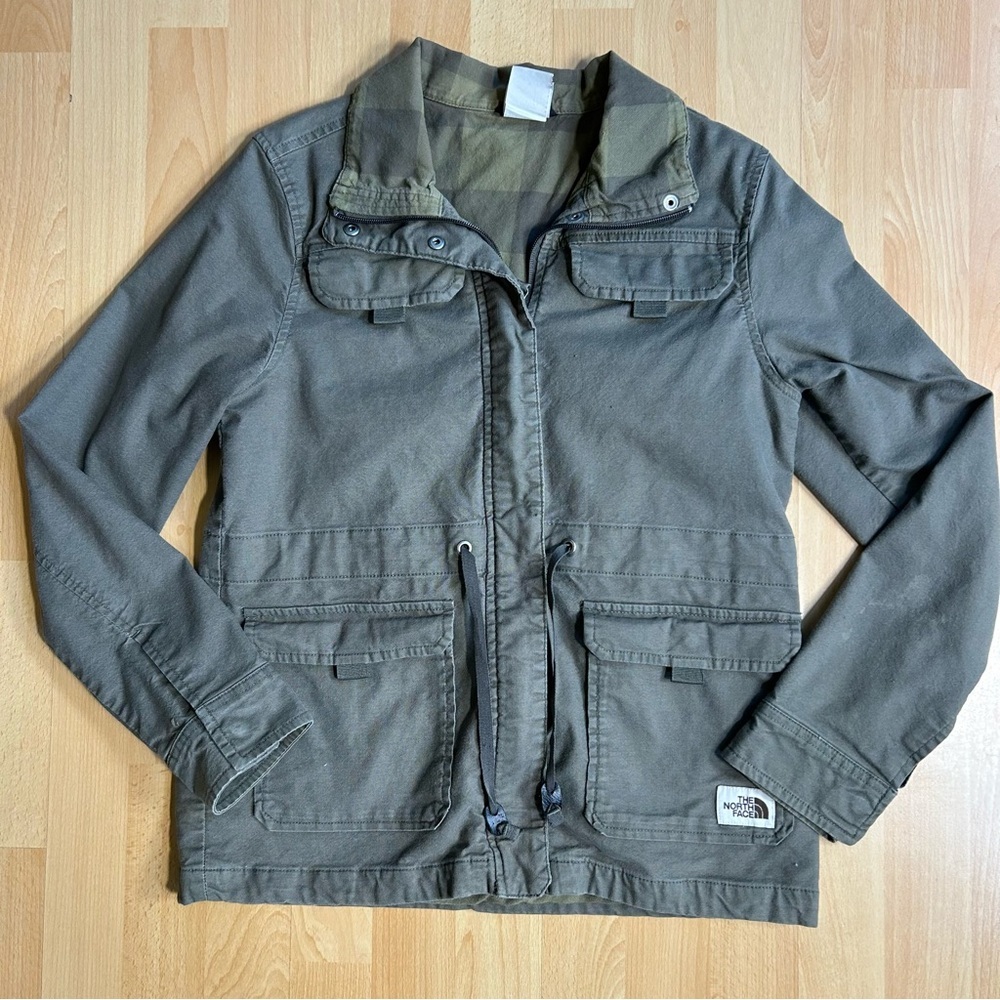 The North Face Utility Flannel Lined Cargo‎ Chore Jacket Olive Green SM